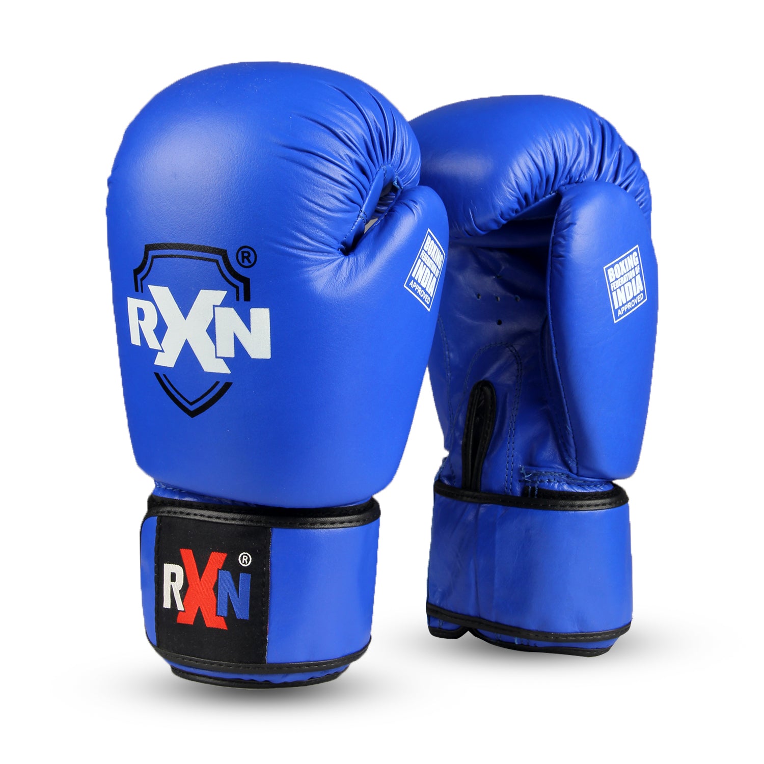 RXN World Champ Competition Professional Top Grain Leather Boxing Gloves Blue